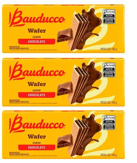Bauducco Biscoito Wafer Recheio Chocolate (3x140g)